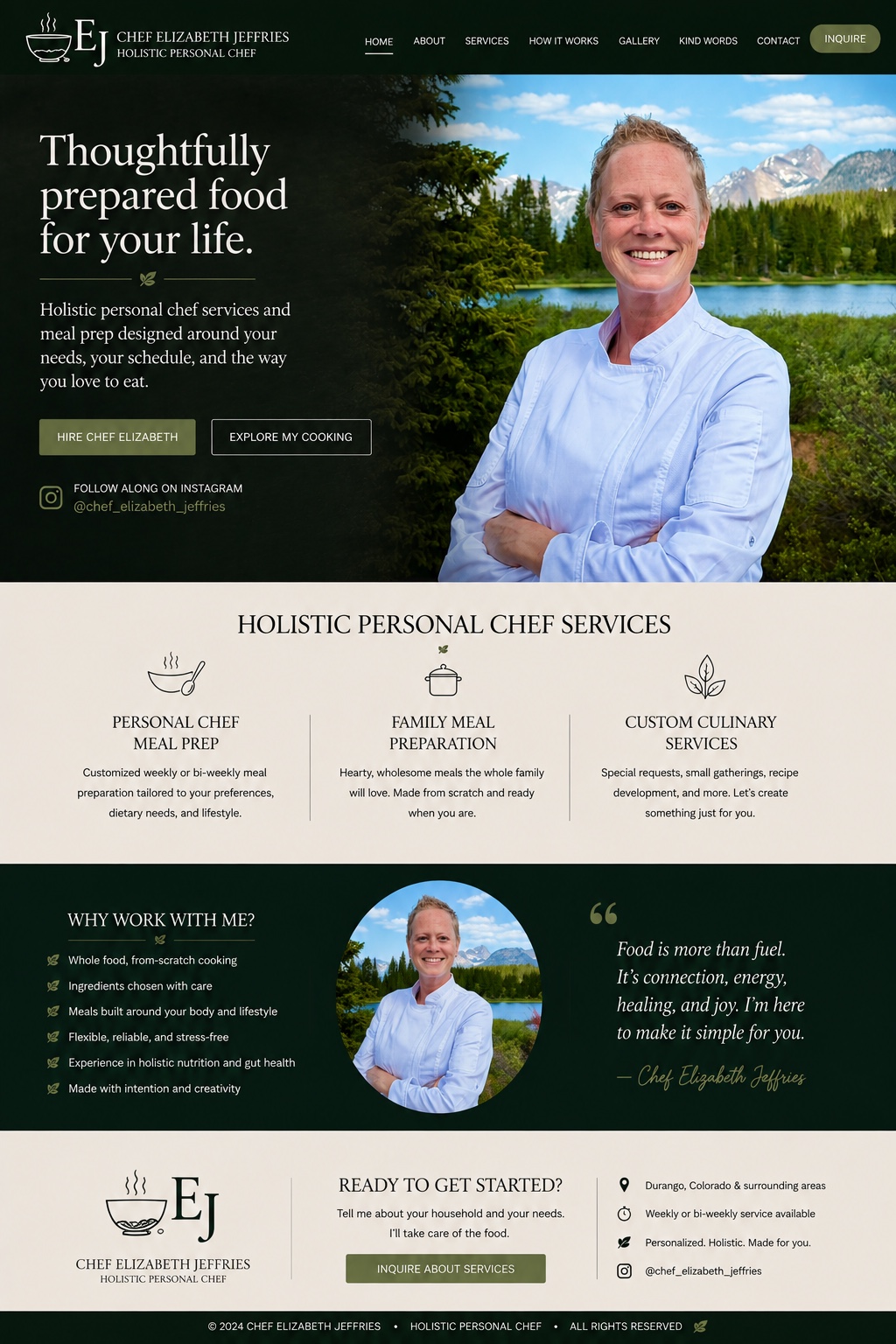Chef Elizabeth Jeffries Holistic Personal Chef homepage