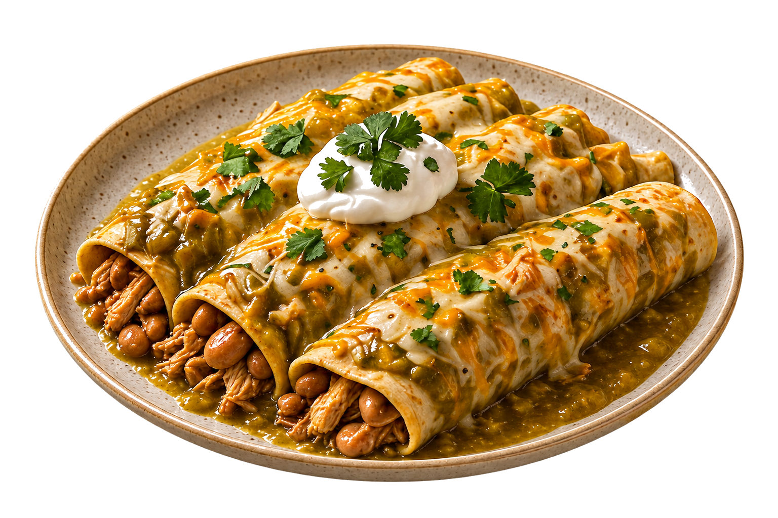 Green chile chicken enchiladas